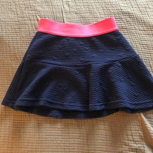 Girls skirt, navy w/ pink elastic waist, size S